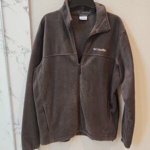 Columbia Gray Fleece Zip Up Jacket, Size Large